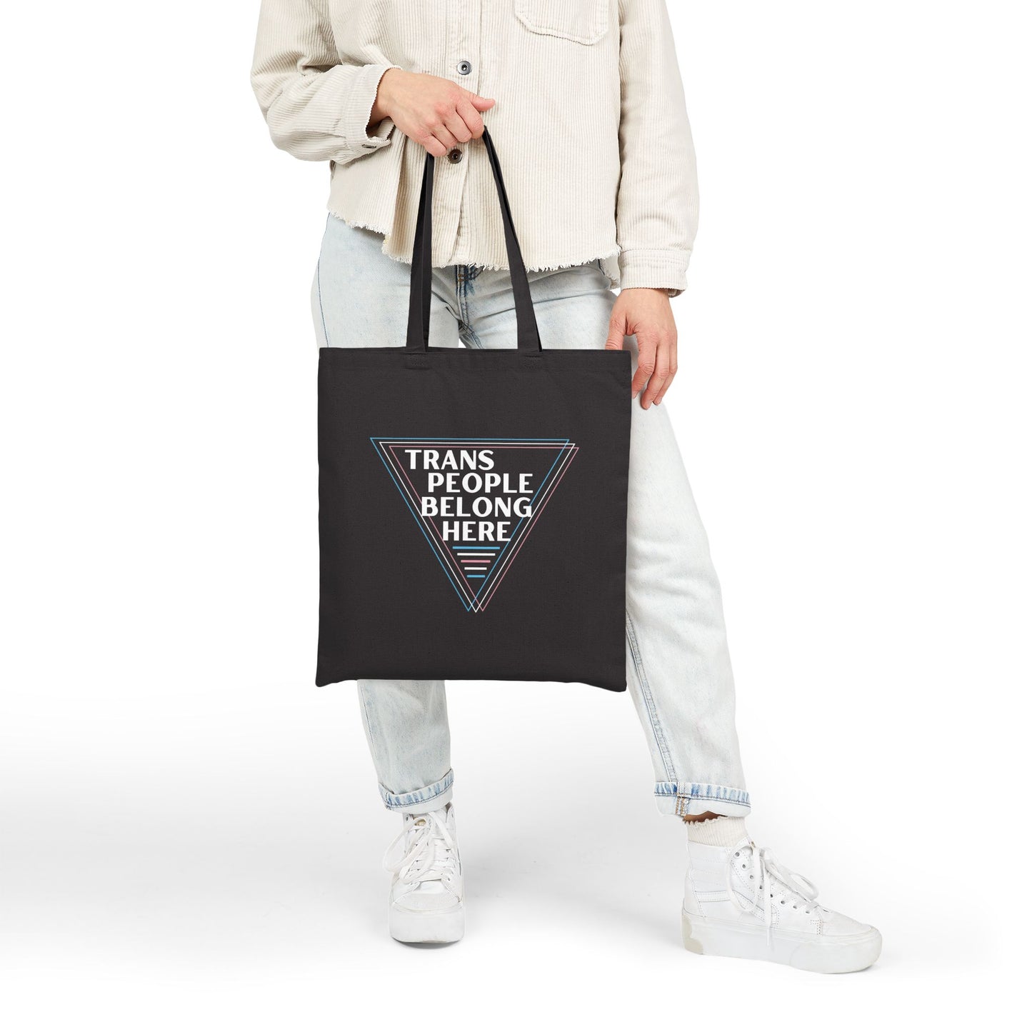 Trans People Belong Here Cotton Canvas Tote